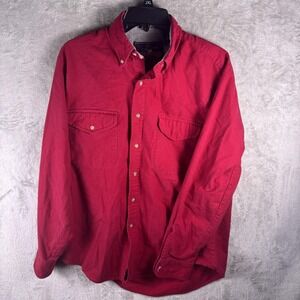 Back Packer Shirt Mens Medium Red Chamois Flannel Cotton Button Down Long Sleeve